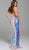 Jovani - 59838 Plunging V-neck Paillette Sheath Dress With Train