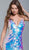 Jovani - 59838 Plunging V-neck Paillette Sheath Dress With Train
