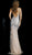 Jovani - 59852 Crystal Beaded Soft Tulle Sheath Gown in Silver and Nude