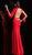 Jovani - 59912 Ruched Deep V-neck Jersey Trumpet Dress in Red