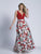 Dave & Johnny - A5991 Deep V-Neck Floral Evening Gown in Print