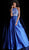 Jovani - 59926 Embellished Lace Halter Satin Ballgown in Blue