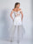 Dave & Johnny - A5997 Lace Off Shoulder High Low Gown in White