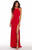 Alyce Paris - 599961 Halter Fitted Evening Dress with Slit In Red