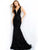 Jovani - 59999 Embroidered Plunging V-Neck Dress In Black