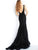Jovani - 59999 Embroidered Plunging V-Neck Dress In Black