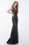 Jovani - 51996 Embroidered Off-Shoulder Sheath Dress In Black and Neutral