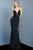 Jovani - 68012 Plunging V-Neck Fitted Mermaid Dress In Black