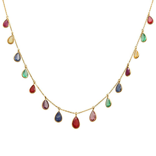 Tresor Collection - Emerald, Ruby and Sapphire Necklace in 18k Yellow Gold Multi-Color