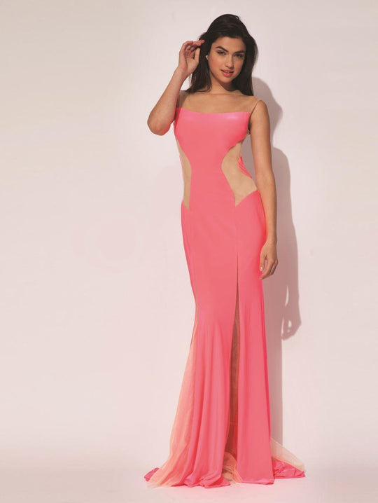 92646 Illusion Bateau Jersey Sheath Dress
