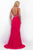 Blush - Beaded V-Neck Chiffon A-Line Dress 11058 in Pink