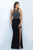 Blush - Jeweled Halter Neck Jersey Sheath Gown 11081 in Black