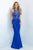 Blush by Alexia Designs - 11111 Halter Style Jewel Long Sheath Dress