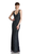 Theia - 882126 Metallic Beaded Embellished Evening Dress in Black