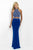 Blush - Embellished High Neck Two Piece Jersey Gown 11073 in Blue