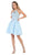 May Queen - MQ1614 Front Keyhole Halter Fit and Flare Cocktail Dress In Blue