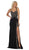 May Queen - MQ1633 Gilded Filigree High Slit Long Gown In Black