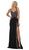 May Queen - Gilded Filigree High Slit Long Gown MQ1633 In Black
