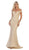 May Queen - MQ1596 Allover Lace Off Shoulder Lace Up back Mermaid Gown In Neutral