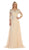 May Queen - MQ1617 Beaded Lace Illusion Bateau Dress In Neutral
