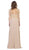 May Queen - MQ1637 Illusion Quarter Sleeve Appliqued Sheath Gown In Neutral