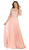May Queen - MQ1615 Embroidered Long Sleeve Bateau A-line Dress In Pink