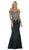 May Queen - MQ1609 Metallic Lace Appliqued Trumpet Gown In Green
