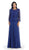 May Queen - MQ1288 Exquisite Bateau Lace Long Evening Dress with Lace Jacket In Blue
