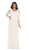 May Queen - MQ1288 Exquisite Bateau Lace Long Evening Dress with Lace Jacket In White