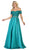 May Queen - MQ1639 Lace Off-Shoulder A-Line Dress In Green