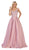 May Queen - MQ1632 Beaded V-Neck Pleated Ballgown In Purple