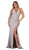 May Queen - MQ1655 Plunging Halter V-neck Trumpet Dress In Purple