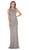 May Queen - MQ1606 Sequined Lattice Sheer Sheath Gown In Silver