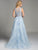Lara Dresses - Sleeveless Jewel Neck Long Floral Gown 33215 in Blue