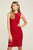Tadashi Shoji - Sleeveless V-neck Sheath Cocktail Dress In Red
