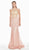 Ashley Lauren - 1436 Beaded High Halter Trumpet Dress In Pink and Neutral