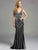 Lara Dresses - Sleeveless V Neck Crystal Beaded Long Black Dress 32958 in Black and Silver