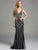 Lara Dresses - Sleeveless V Neck Crystal Beaded Long Black Dress 32958 in Black and Silver