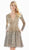 Ashley Lauren - 4124 Ombre Sequined Plunging V-neck A-line Dress In Silver and Gold