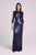 Tadashi Shoji - Shiny Bateau Neck Long Dress In Blue and Black