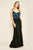 Tadashi Shoji - Sleeveless Perforated Strap A-line Gown In Black and Multi