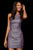 Sherri Hill - 52357 Glitter Fabric Halter Neck Short Fitted Dress In Purple