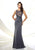 Mon Cheri - Embellished Sleeveless A-line Gown in Gray and Neutral