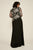Tadashi Shoji - Asymmetric Embroidered Sheer Long Sleeve Gown In Gray and Black