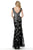 Jovani - 68068 Cap Sleeves Embellished Trumpet Dress In Black and Silver