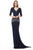 Jovani - 68806 Bead Embroidered V-Neck Sheath Dress In Blue