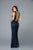 Scala - 48933 Sequined Scalloped V-neck Sheath Dress In Blue