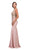 Eureka Fashion - 6000 Embroidered Cap Sleeve Trumpet Dress in Pink