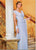Daymor Couture - Draped V-Neck Column Dress 6000 in Blue