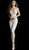 Jovani - 60010 Beaded Deep V-neck Jumpsuit With Tulle Overskirt in White and Neutral